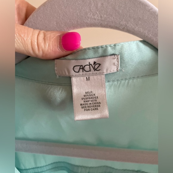 Y2K Cache Silk Blouse w/silver button detail Size - M - Picture 4 of 9